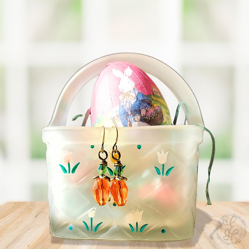 Crystal Carrot Dangle Earrings for Spring- Whimsical Jewelry
