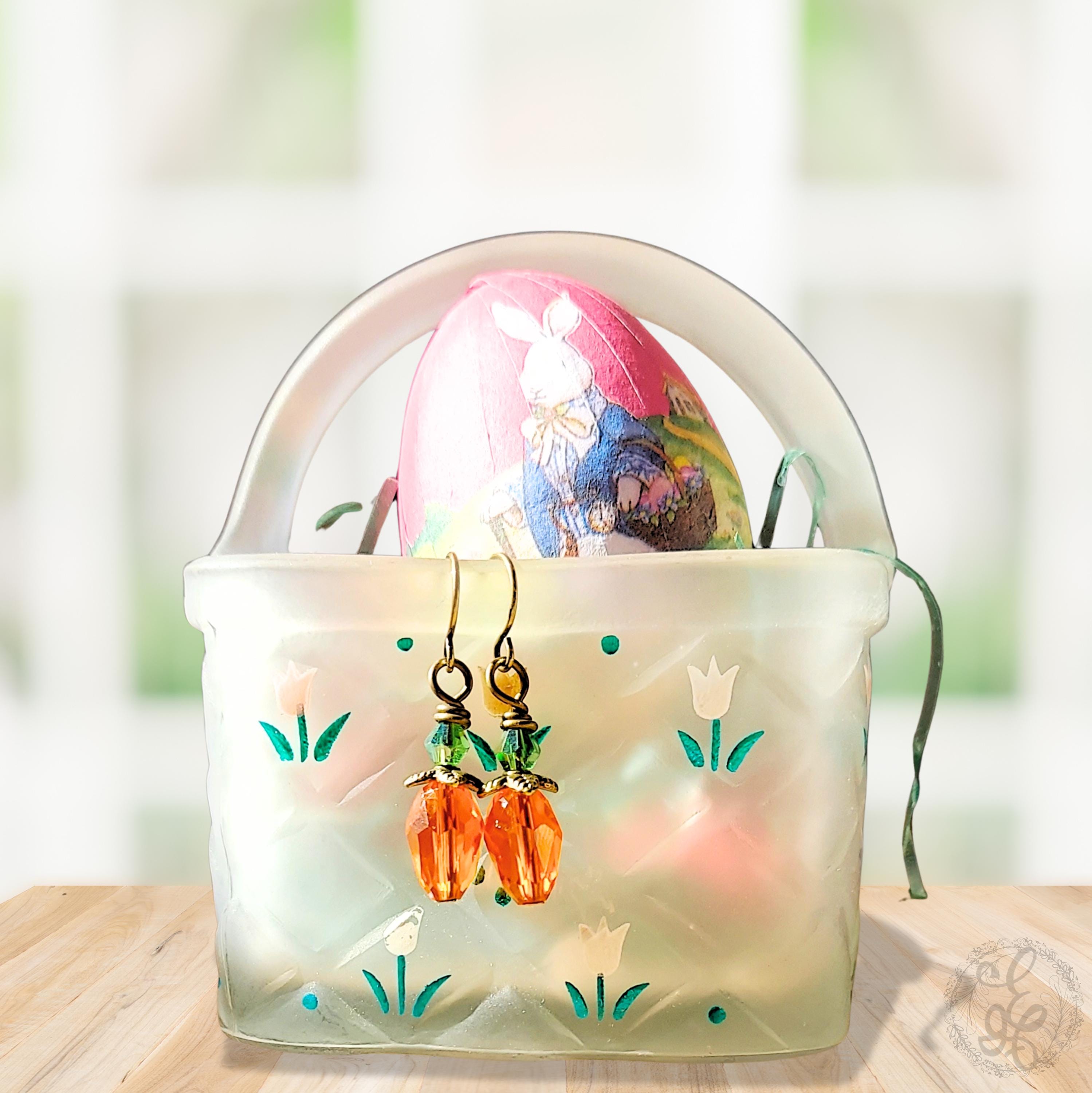 Crystal Carrot Dangle Earrings for Spring- Whimsical Jewelry