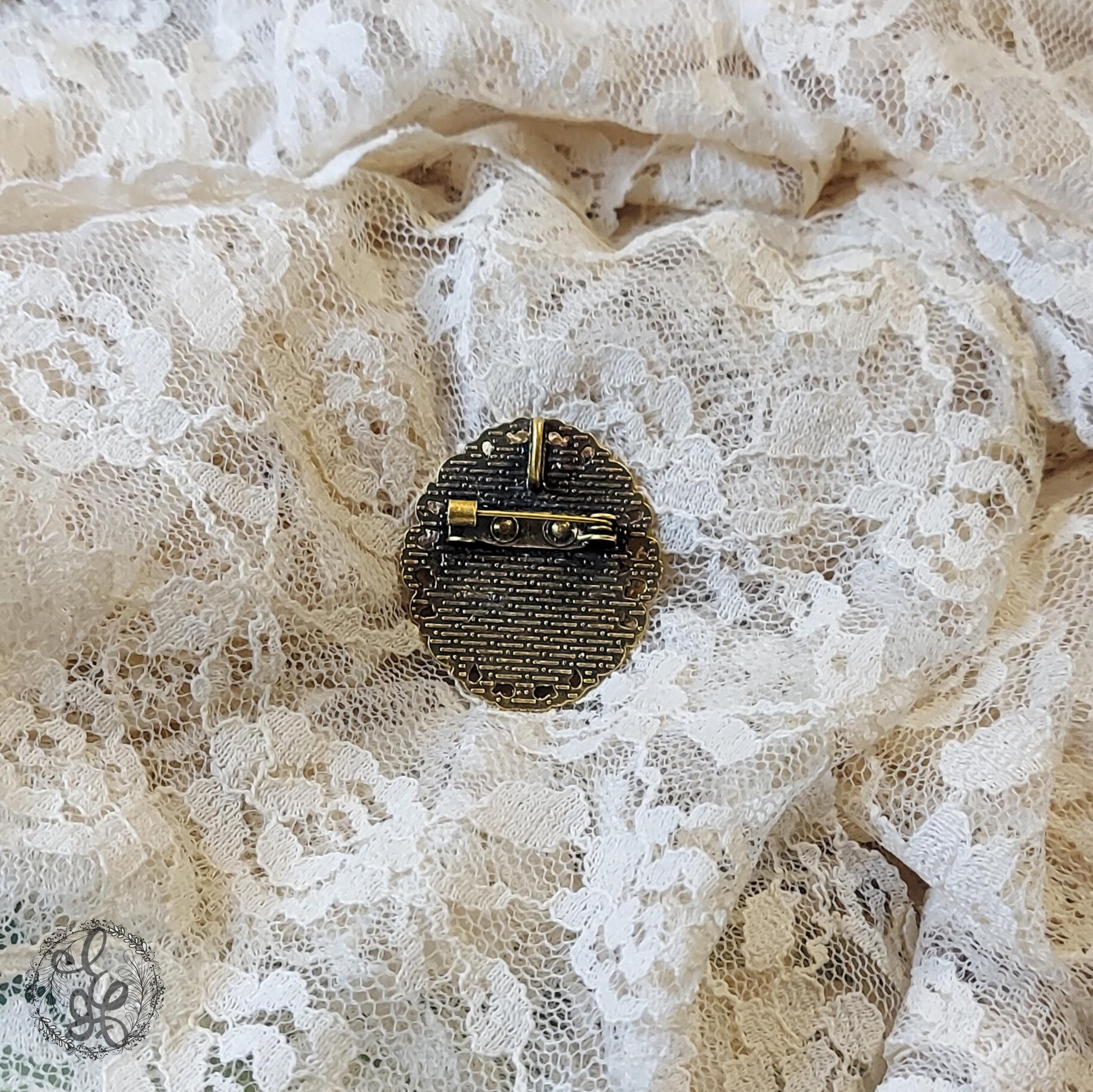 Handcrafted Antique Brass Cameo Brooch – Vintage Style Distressed Pin for Coats, Hats, or Scarves – Victorian Inspired Gift for Her