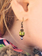 Antique Brass Czech Glass Earrings – Artisan Wirework Design