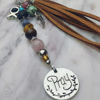 Artisan Prayer Keychain – Gemstone Beaded Purse Charm & Bag Clip