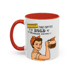 Bold Woman Coffee Mug - Caution: This Coffee is as Bold as the Woman Who Made It, Rosie the Riveter, 11oz 15oz Mug, Fun Gift for Her, Retro