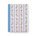 Blue Floral Stripe Hardcover Journal — Vintage Rose Pattern Notebook