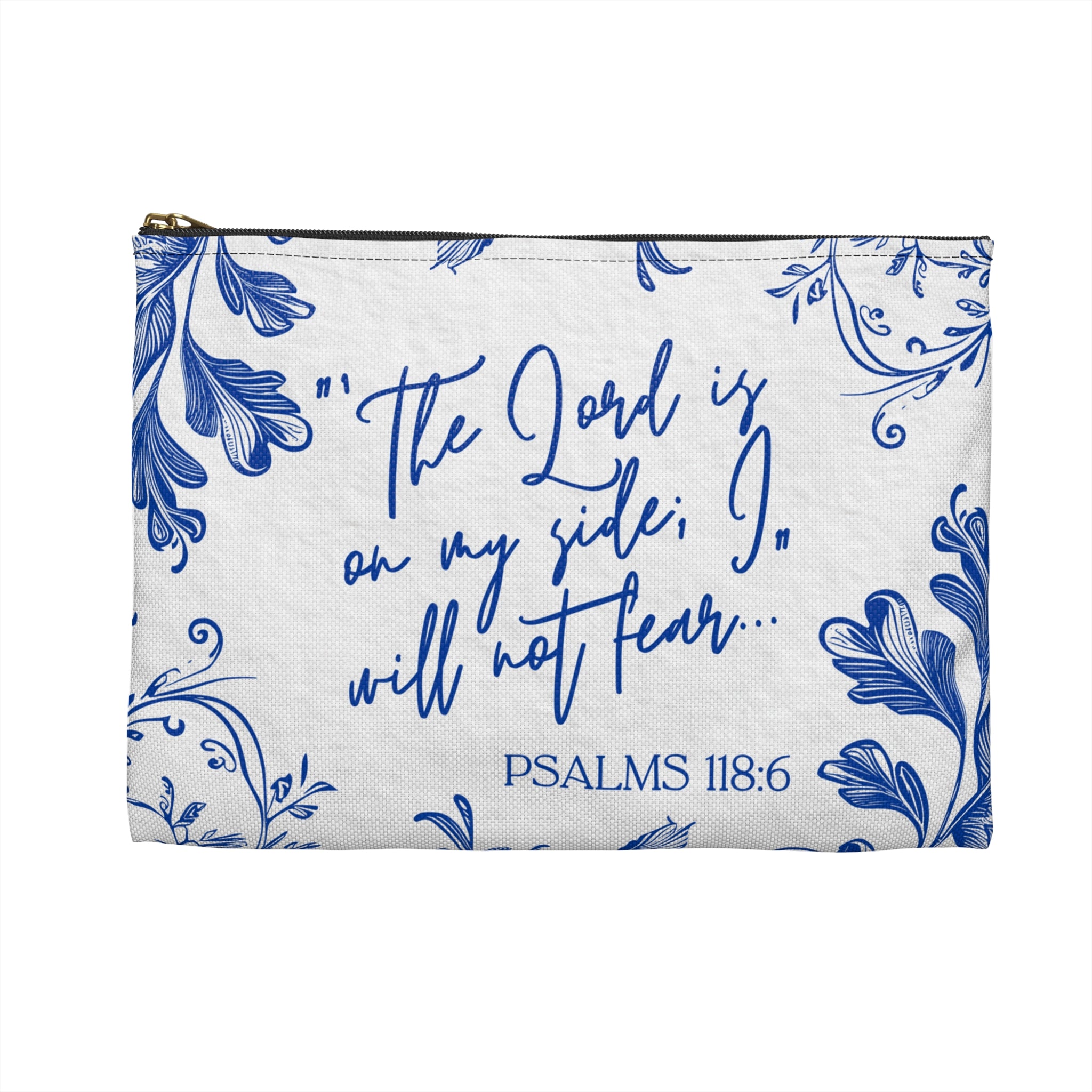 Psalms 118:6 Floral Scripture Accessory Pouch