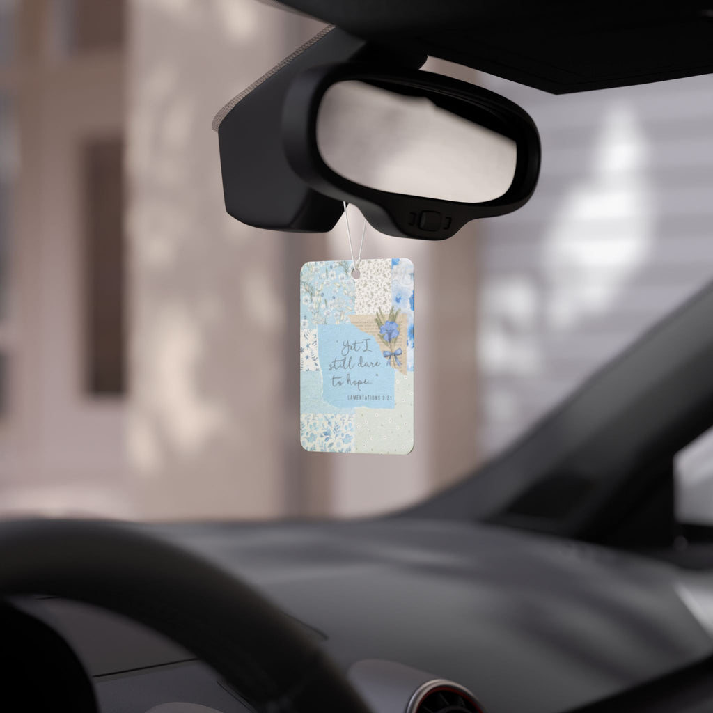 Hope Patchwork Car Air Freshener — "Yet I Still Dare to Hope" Floral Scented Ornament