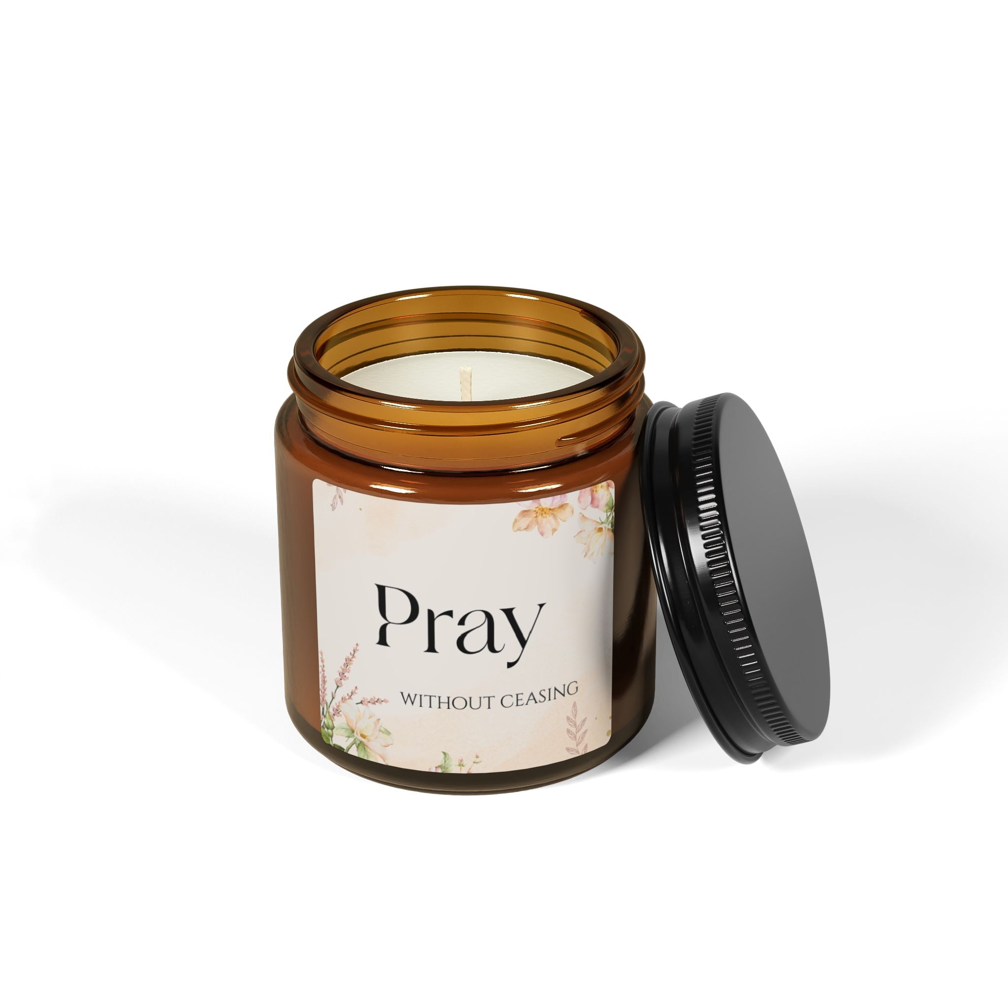 Pray Soy Candle — ‘Pray Without Ceasing’ Scented Amber Jar (Multi-Size)