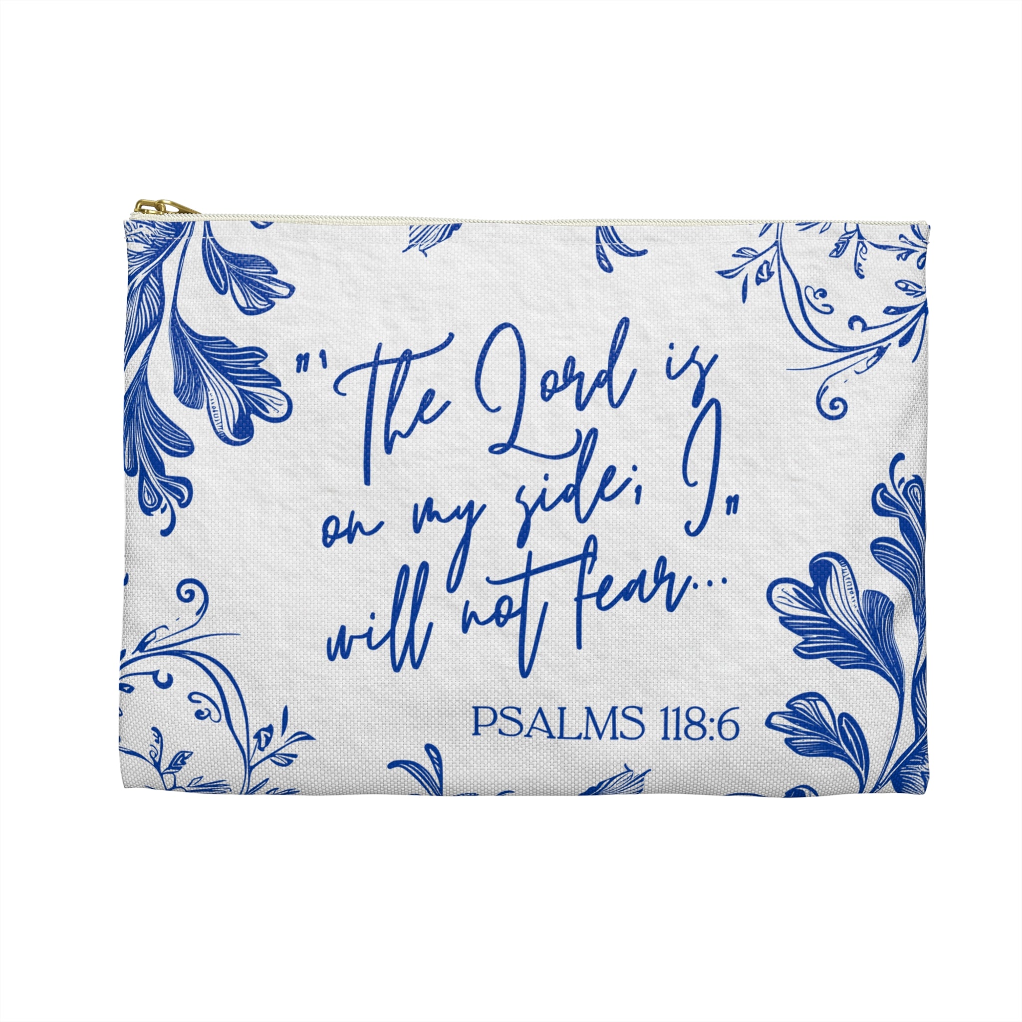 Psalms 118:6 Floral Scripture Accessory Pouch