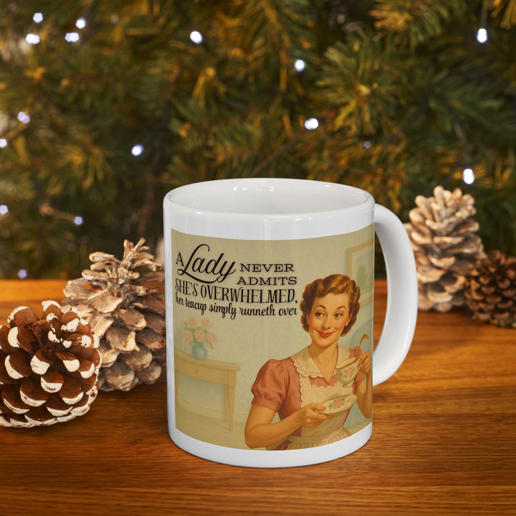 Wholesome Retro Ceramic Mug, Vintage Woman Homemaker Humor Gift, Cheeky Saying, Funny Coffee Cup, 11oz, Sarcastic Quote Mug