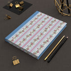 Blue Floral Stripe Hardcover Journal — Vintage Rose Pattern Notebook