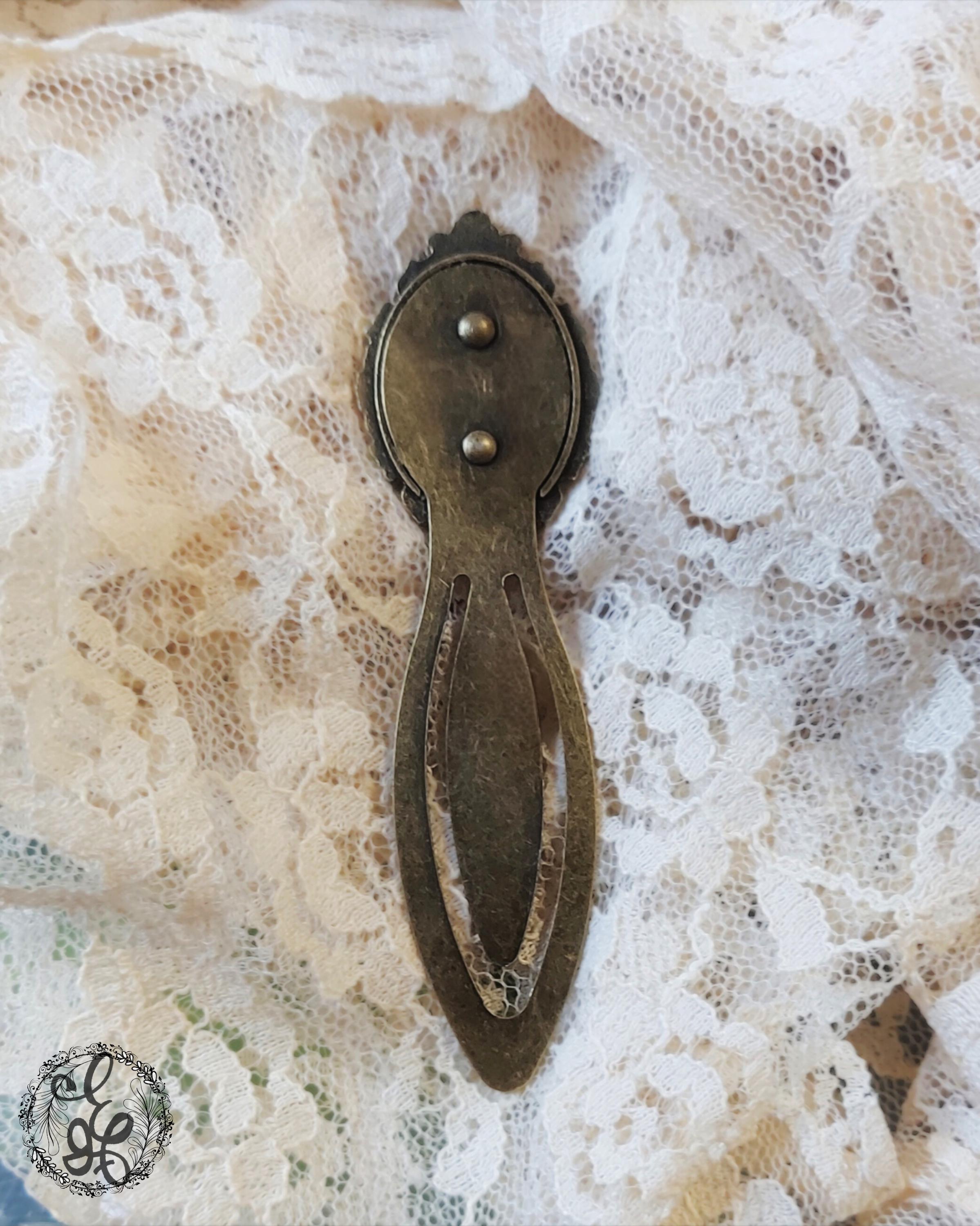 Antique Brass Cameo Bookmark – Handcrafted Pale Blue Distressed Victorian Lady – Vintage-Inspired Gift for Book Lovers