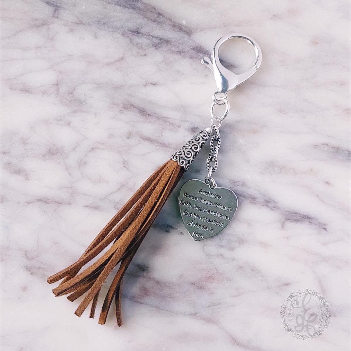Faith Charm Purse Clip – Turquoise & Pink Beaded Keychain with Heart and Gemstones