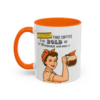 Bold Woman Coffee Mug - Caution: This Coffee is as Bold as the Woman Who Made It, Rosie the Riveter, 11oz 15oz Mug, Fun Gift for Her, Retro