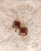Brown Czech Glass Earrings in Gold