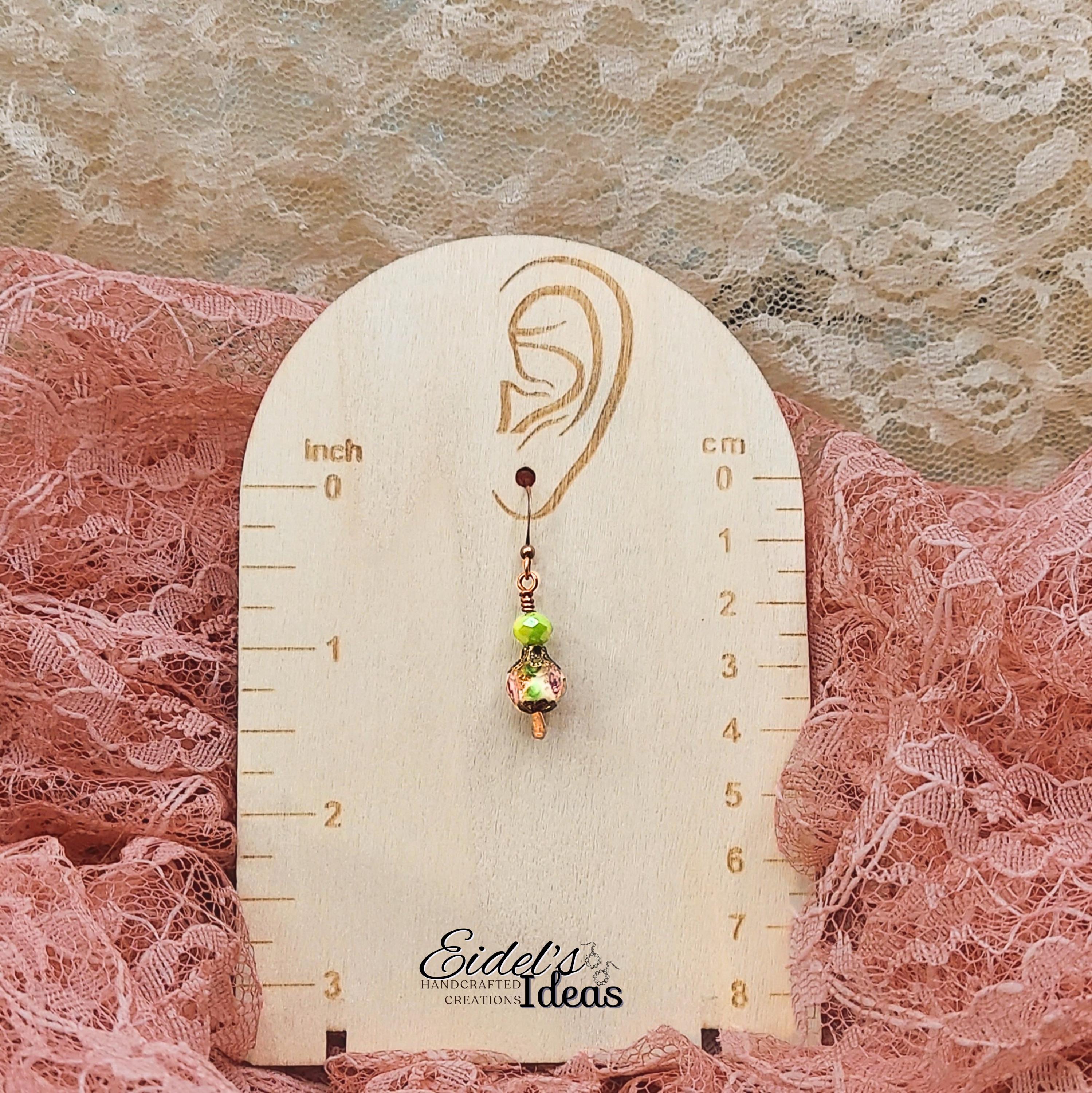 Tea Party Dangle Earrings | Vintage-Inspired Floral Lampwork Beads | Antique Copper Earrings | Whimsical Gift for Her