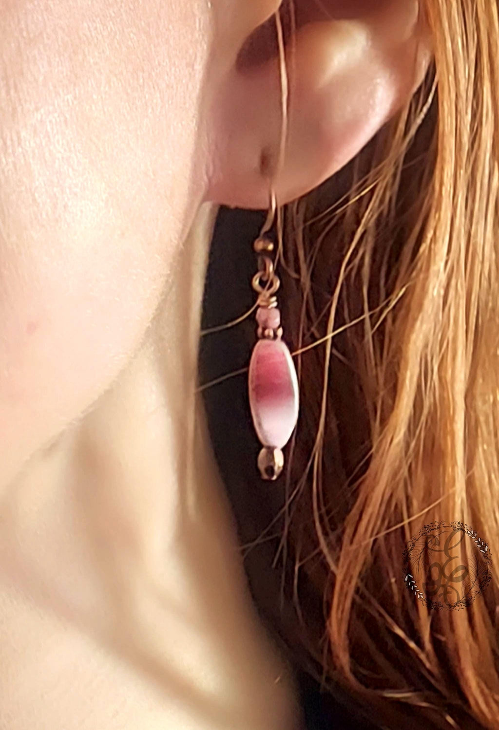 Artisan Drop Earrings in Mulberry Pink for Boho Chic Style