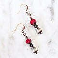 Victorian-Inspired Dangle Earrings – Red Crystal & Antique Copper