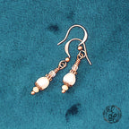 Freshwater Pearl Drop Earrings – Antique Copper & Czech Glass – Hypoallergenic, Vintage-Inspired Dangle Earrings