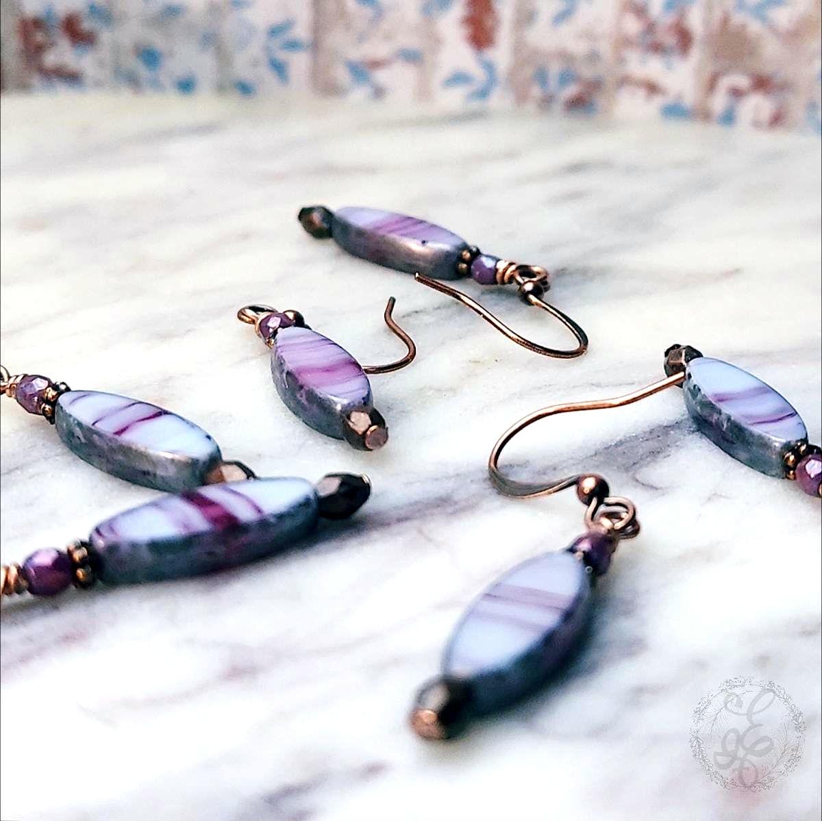 Artisan Drop Earrings in Mulberry Pink for Boho Chic Style