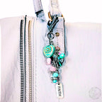 Faith Charm Purse Clip – Turquoise & Pink Beaded Keychain with Heart and Gemstones