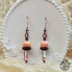 Peach Moonstone & Crystal Teardrop Earrings | Antique Copper | Iridescent Dangle Earrings | Hypoallergenic Artisan Jewelry