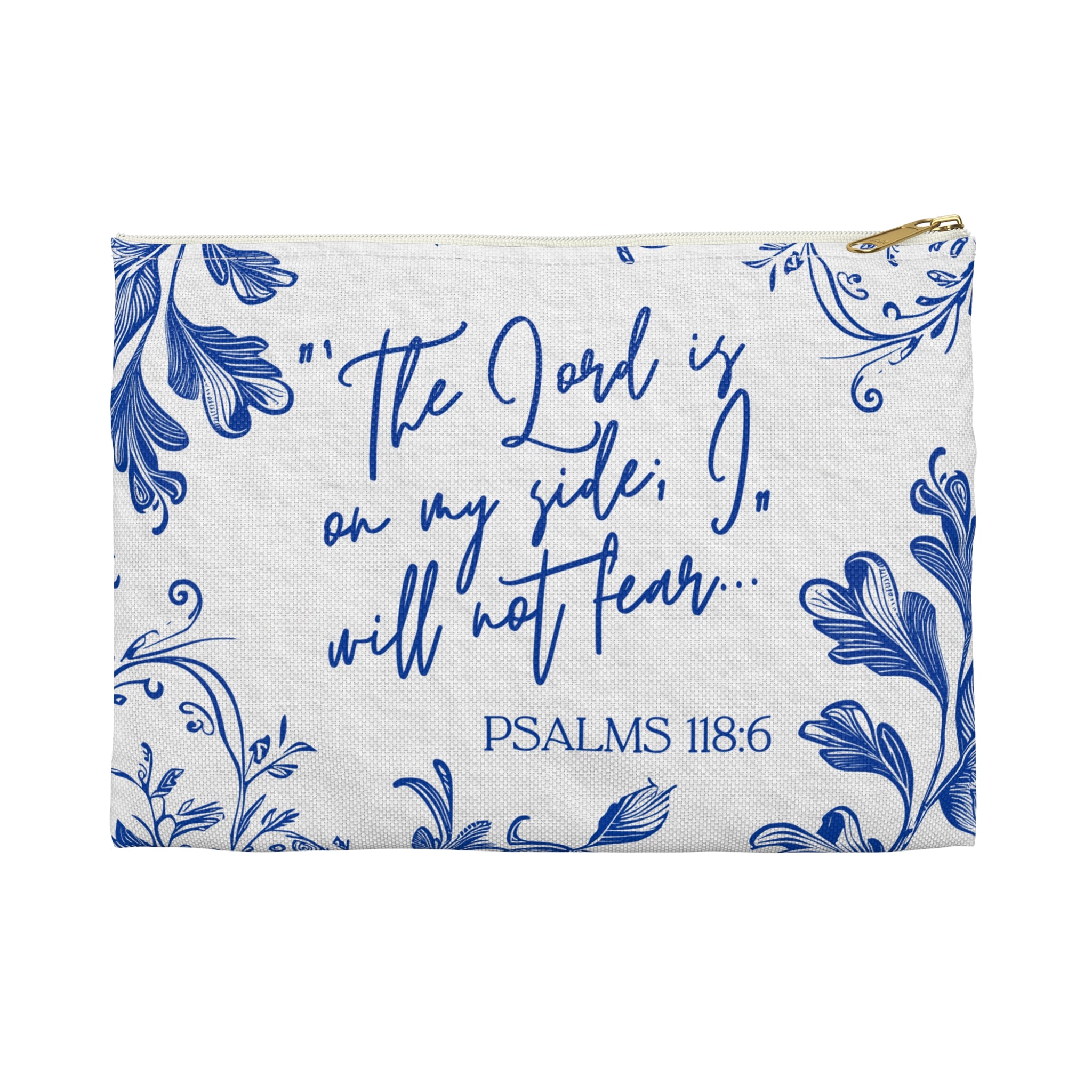Psalms 118:6 Floral Scripture Accessory Pouch