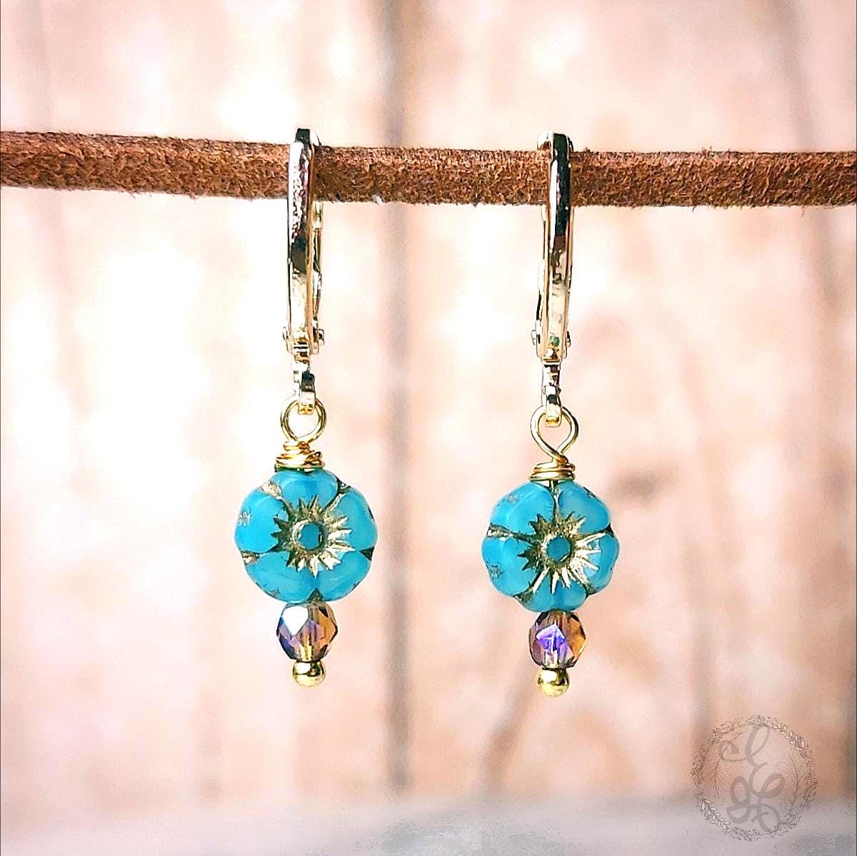 18k Gold Huggie Hoop Flower Earrings for Girls