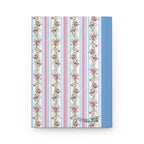 Blue Floral Stripe Hardcover Journal — Vintage Rose Pattern Notebook