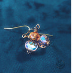 Victorian Style Earrings – Pink and Amber Crystal Dangle Earrings – Antique Bronze