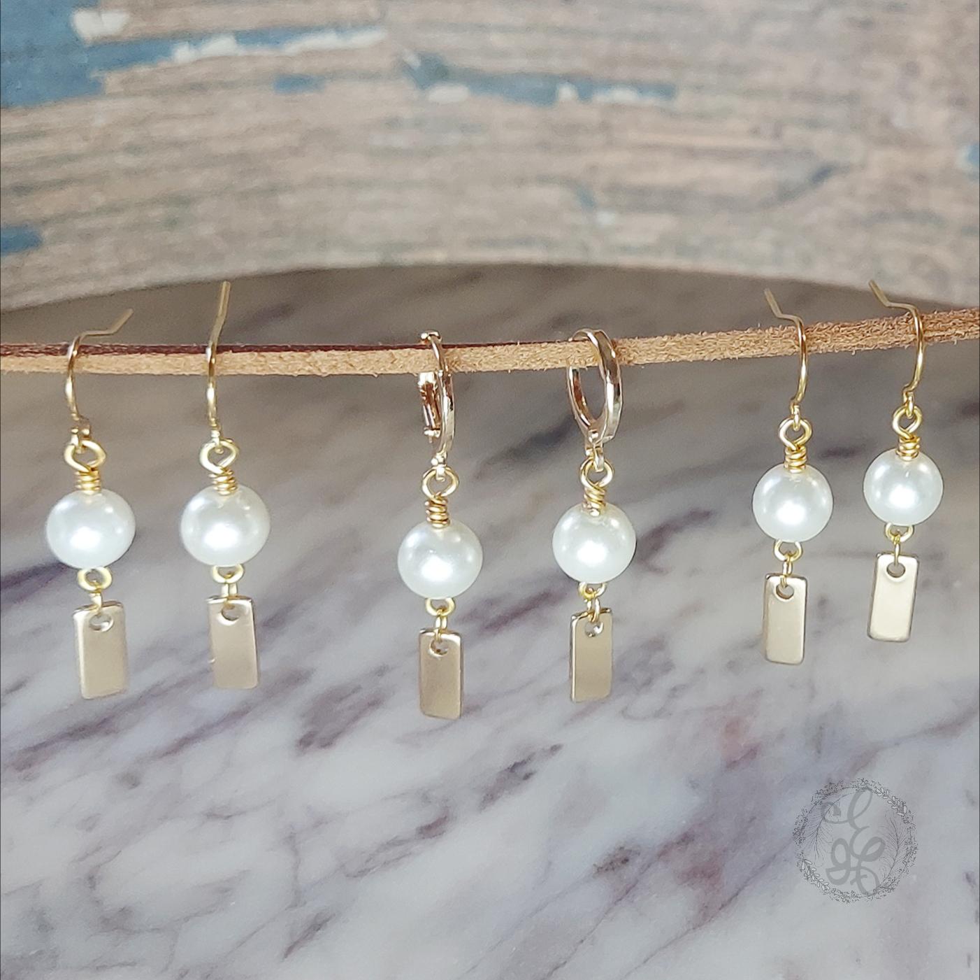 Minimalist Pearl Dangle Earrings | Classic & Lightweight Gold Jewelry