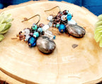 Genuine Jasper Gemstone Earrings – Earthy Boho Cluster Earrings – Antique Gold Jewelry