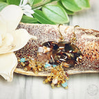 Brown and Cream Disc Earrings with Cluster Drop - Tortoise Shell Acetate Dangle Earrings