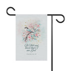 Garden Flag — "Be Still and Know That I Am God" Floral Bird Yard Banner