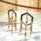 Elegant Rhodochrosite Gold Plated Chandelier Earrings