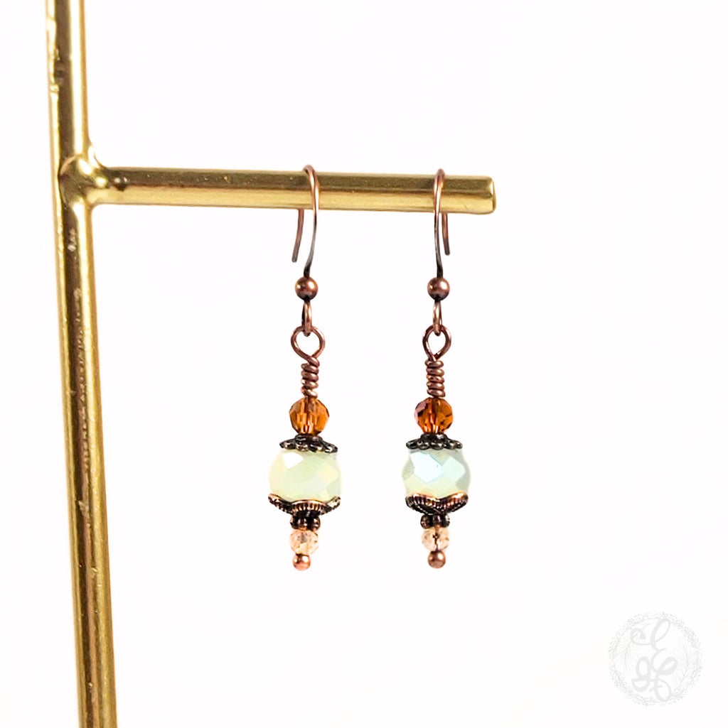 Antique Copper Crystal Earrings – Vintage Inspired Dangle Jewelry