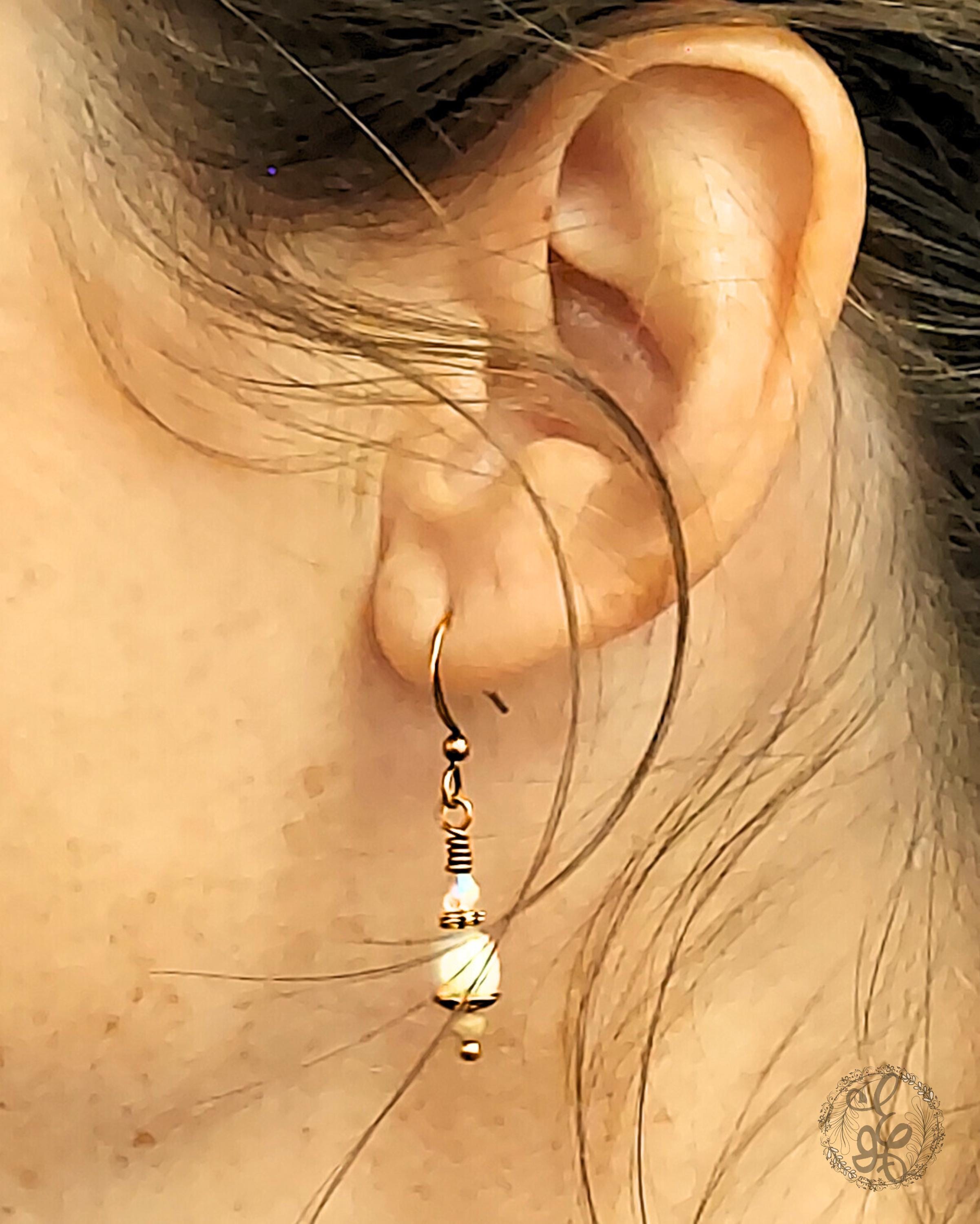 Freshwater Pearl Drop Earrings – Antique Copper & Czech Glass – Hypoallergenic, Vintage-Inspired Dangle Earrings