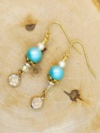 Elegant Gold and Robin’s Egg Blue Pearl Drop Earrings – Classic and Timeless Design