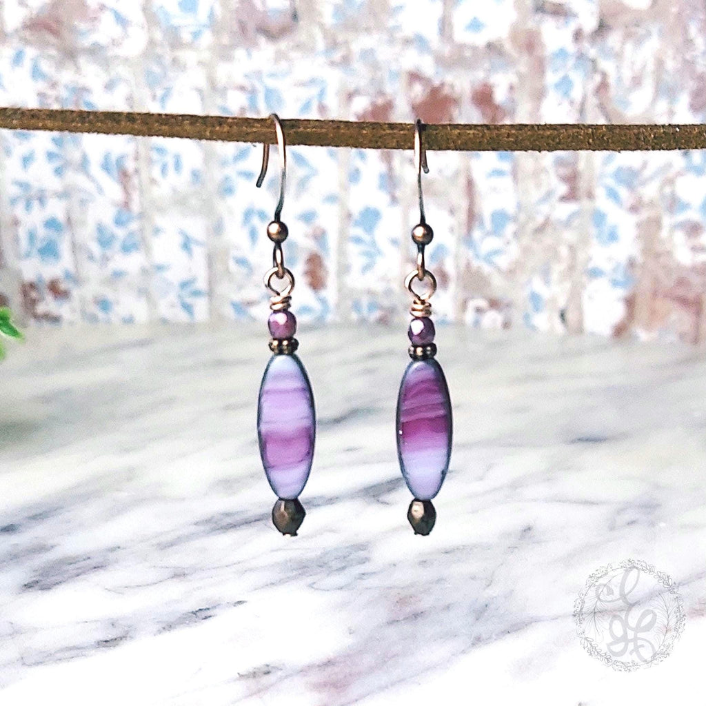 Artisan Drop Earrings in Mulberry Pink for Boho Chic Style