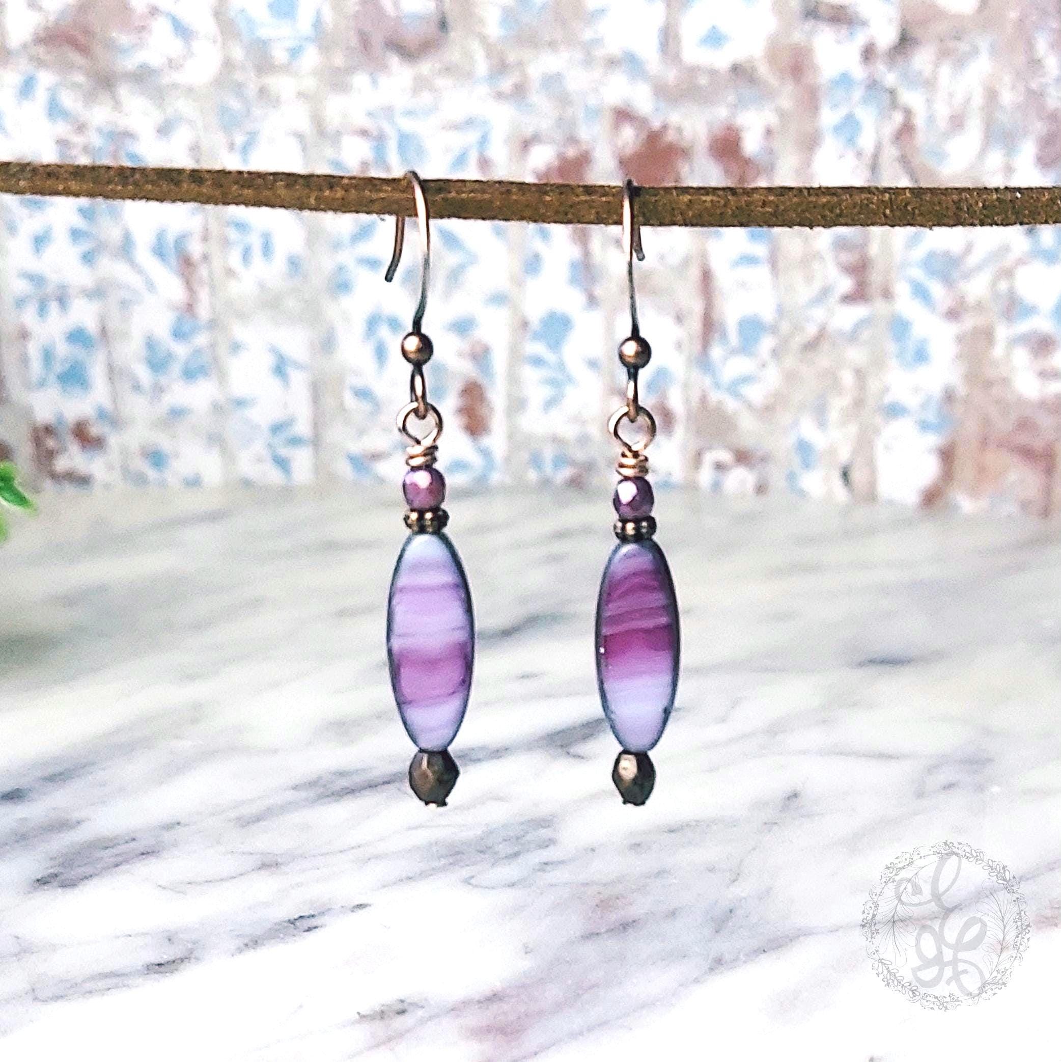 Artisan Drop Earrings in Mulberry Pink for Boho Chic Style