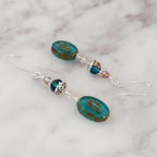 Turquoise Starburst Dangle Earrings – Silver Accents & Czech Glass Beads