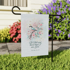 Garden Flag — "Be Still and Know That I Am God" Floral Bird Yard Banner