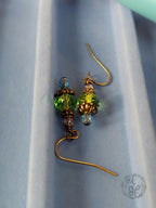 Antique Brass Czech Glass Earrings – Artisan Wirework Design