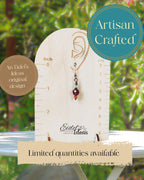 Mediterranean Summer Earrings – Vintage-Inspired Crystal & Copper Dangle Earrings – Artisan Pale Blue and Garnet Red Jewelry Gift