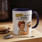 Bold Woman Coffee Mug - Caution: This Coffee is as Bold as the Woman Who Made It, Rosie the Riveter, 11oz 15oz Mug, Fun Gift for Her, Retro