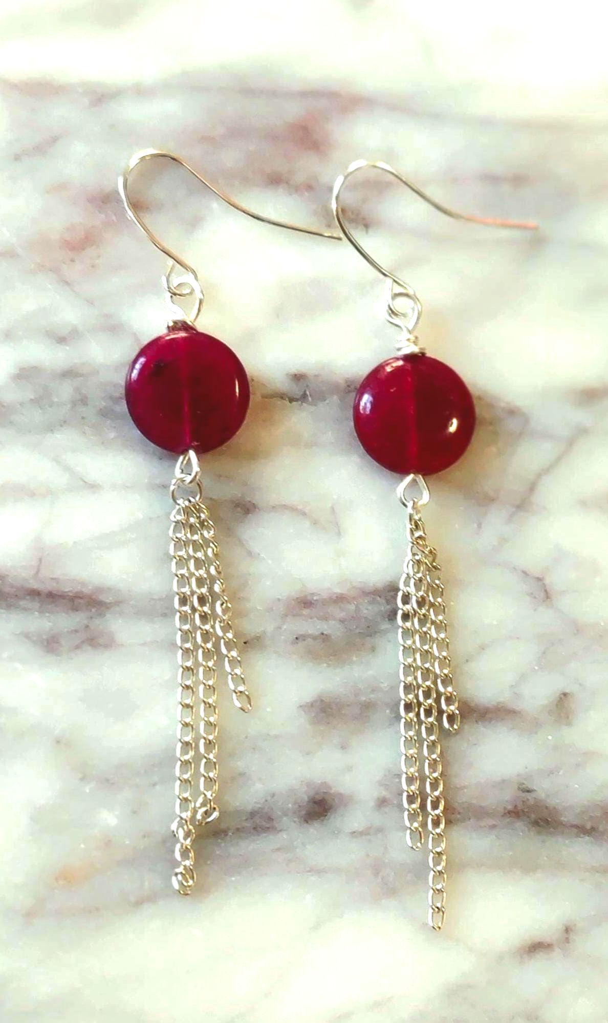 Rasberry Quartz Earrings