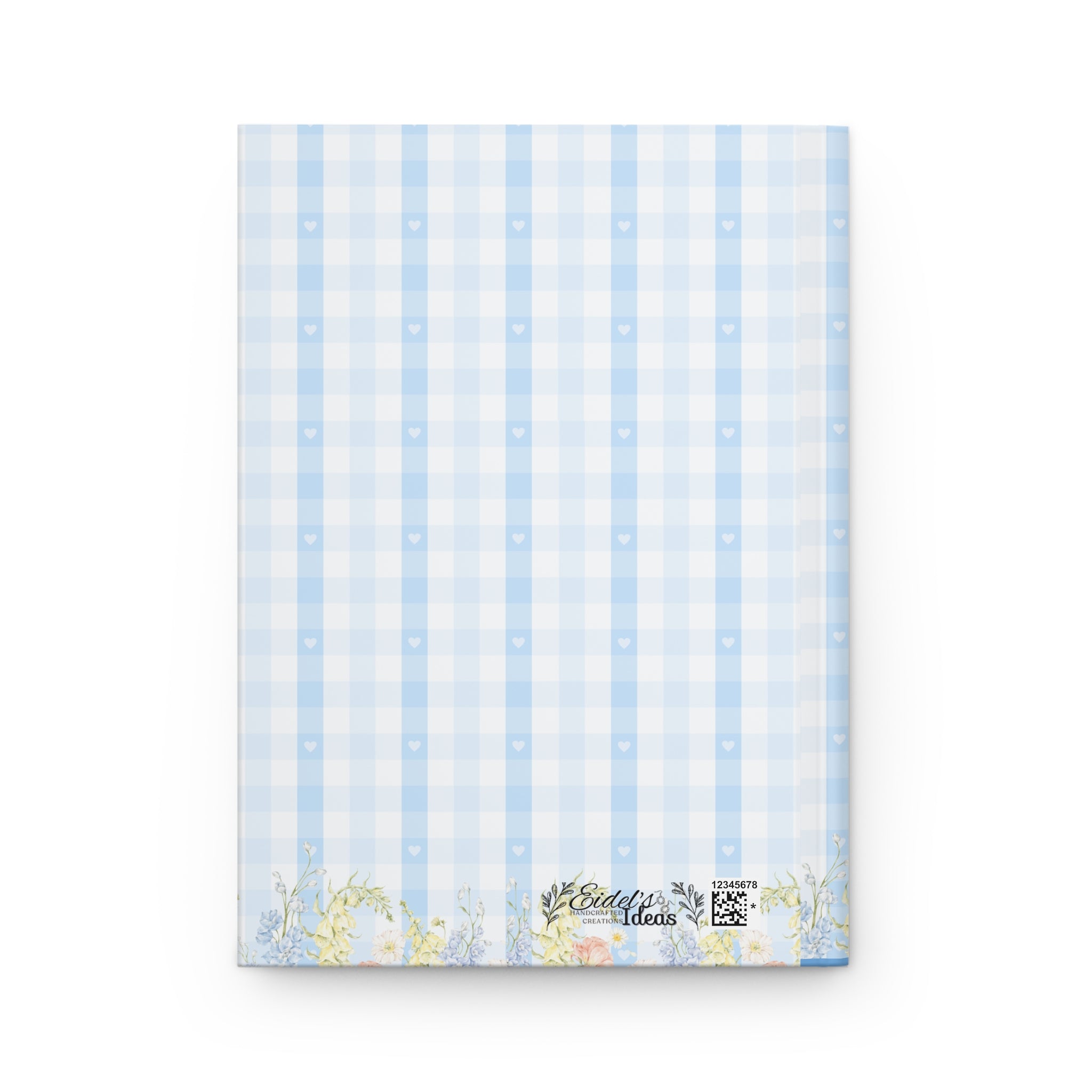 Hardcover Journal — 'Consider the Wildflowers' Blue Gingham Floral Notebook