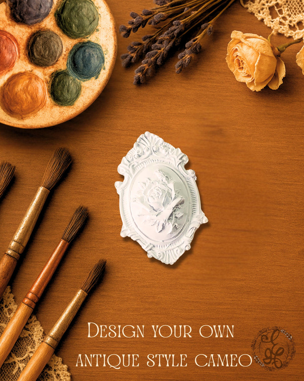 DIY Antique Style Ceramic Cameo – Paintable Craft Blank for Jewelry, Magnets, or Embellishment