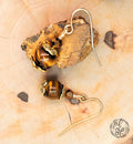 Tiger's Eye Earrings Gold Plated – Handmade Dangle Earrings – Hypoallergenic Gemstone Jewelry Gift for Her