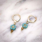 18k Gold Huggie Hoop Flower Earrings for Girls