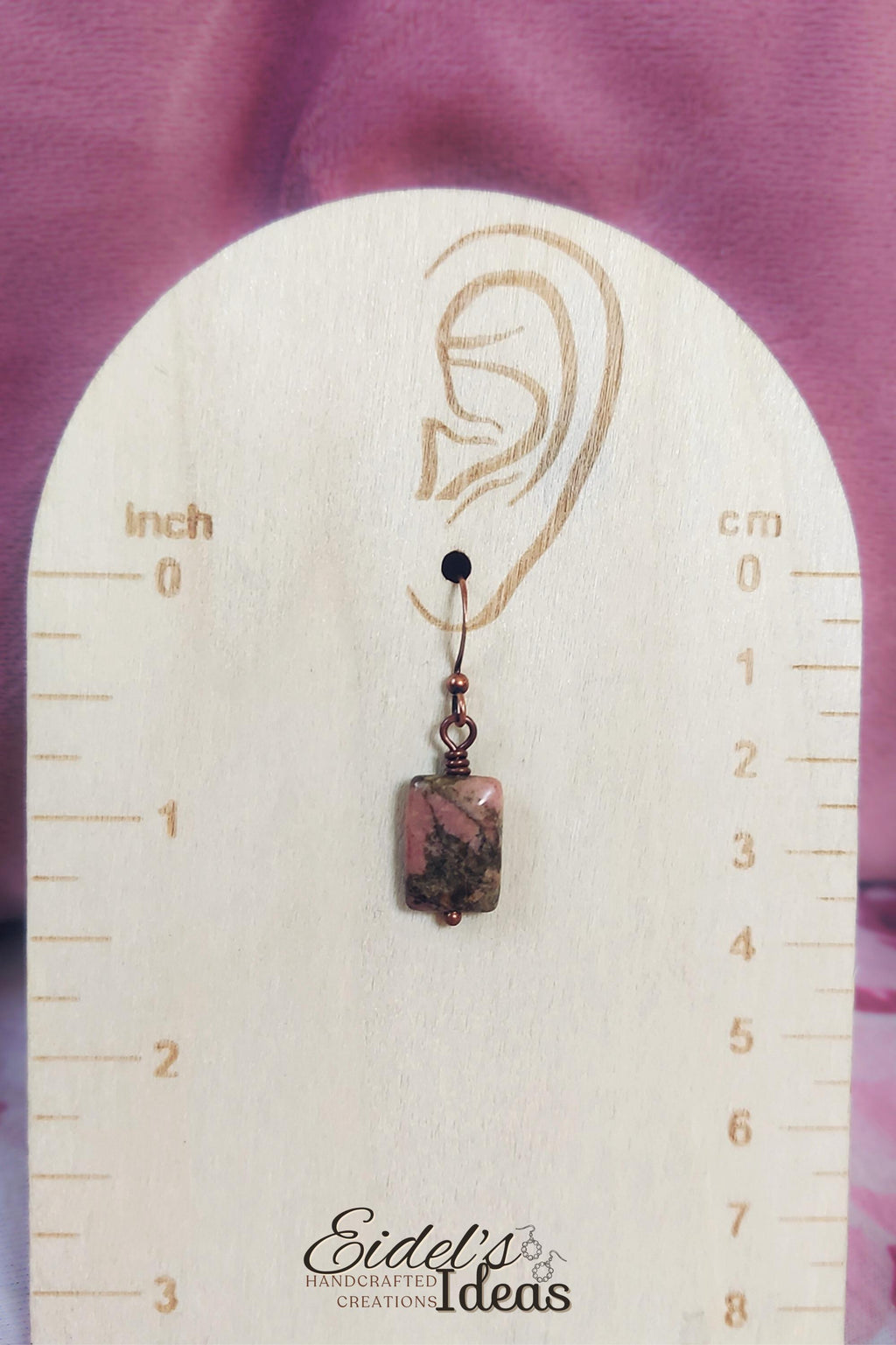 Handcrafted Rhodonite & Antique Copper Earrings – Wire Wrapped Original Design