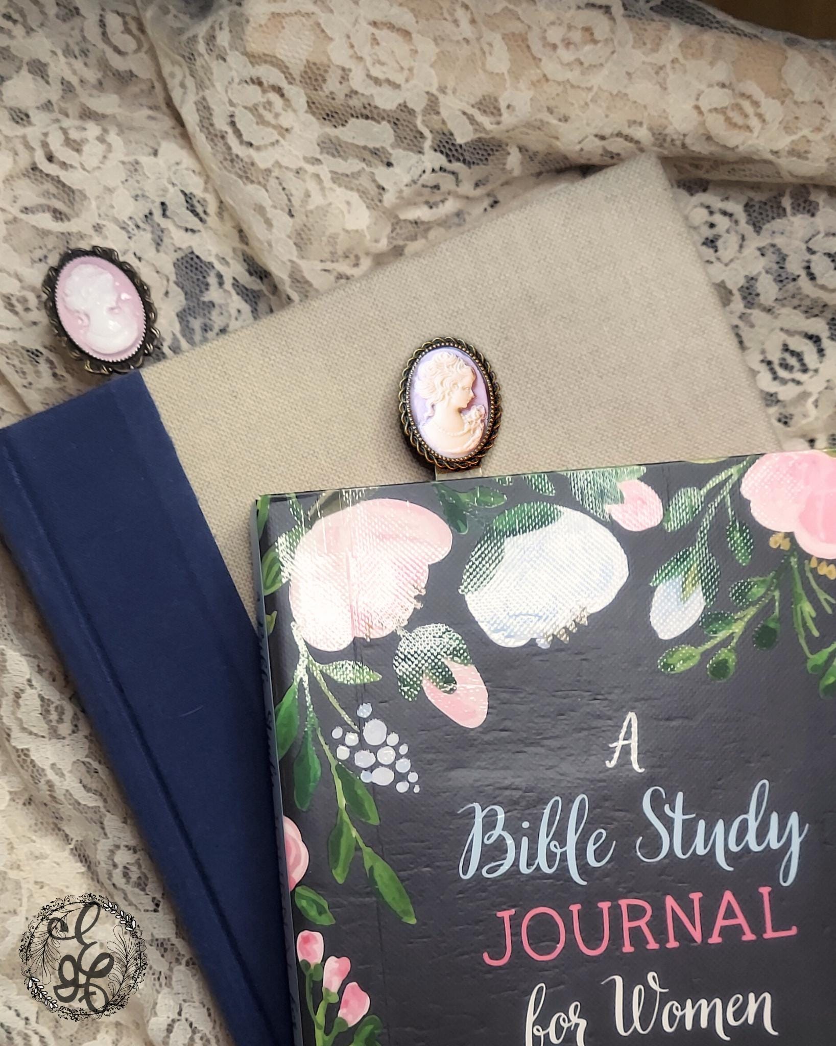 Antique Brass Bookmark with Lavender Cameo – Heirloom Style Gift for Readers